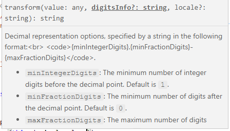 decimal pipe in components