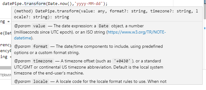 use date pipe in component ts files