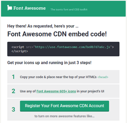 font awesome cdn embed code