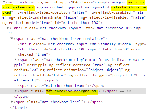 mat-checkbox ouput html