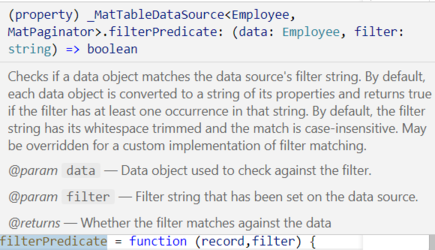 mat-table filterPredicate
