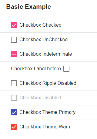 Angular material checkbox Basic Example