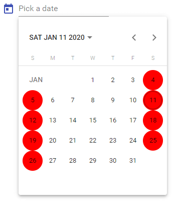 highlighting dates in datepicker angular