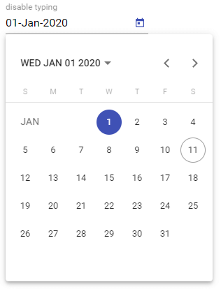 mat-datepicker disabled typing