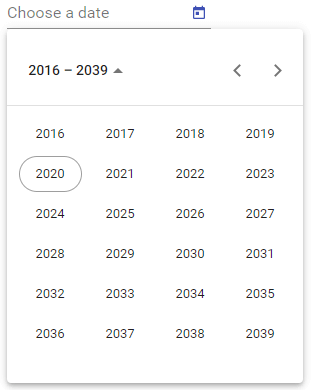 mat-datepicker startview year