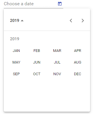 mat-datepicker startview year